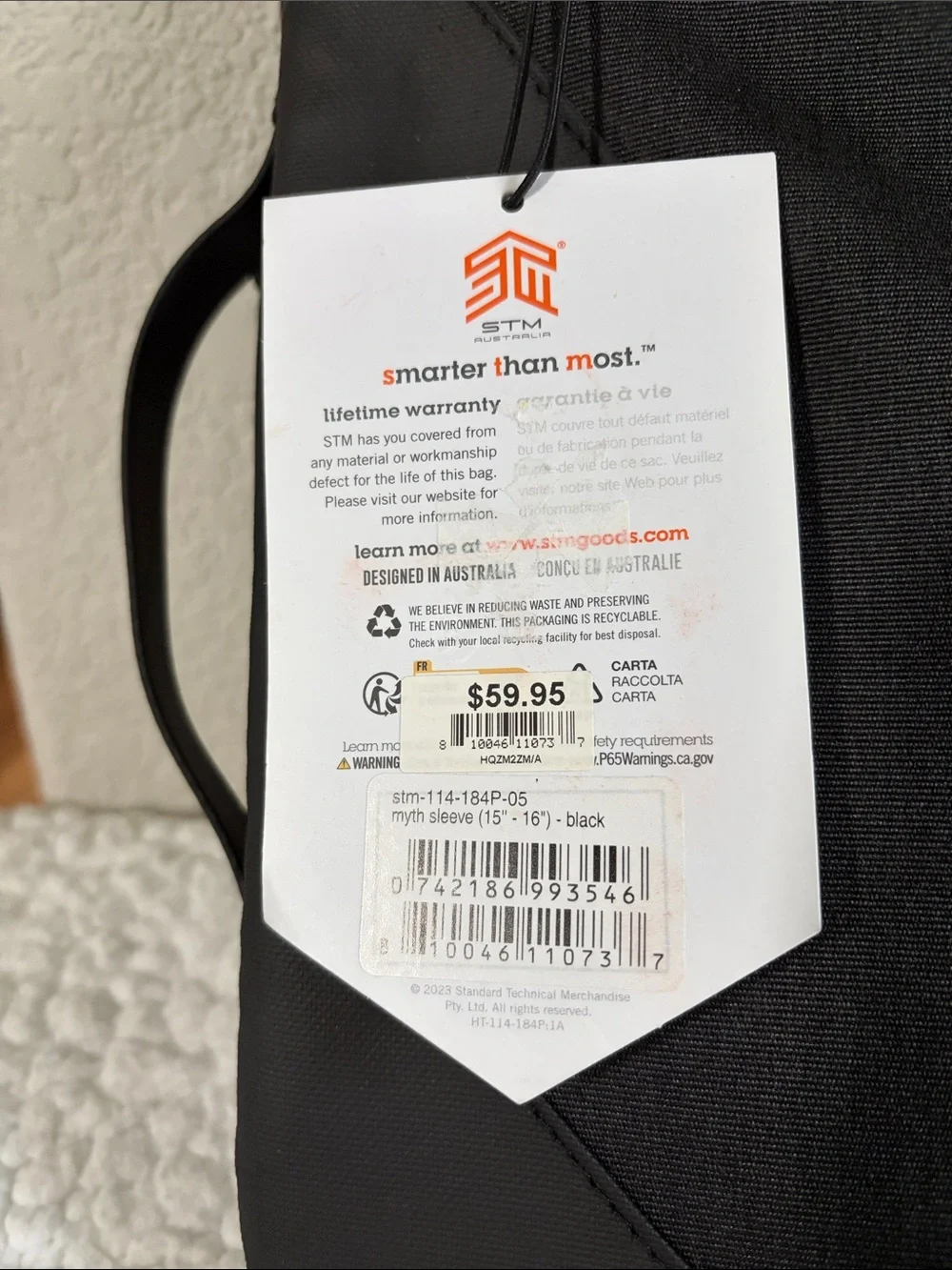 STM Goods NWT Black Myth Laptop Sleeve - The Smarter Bag